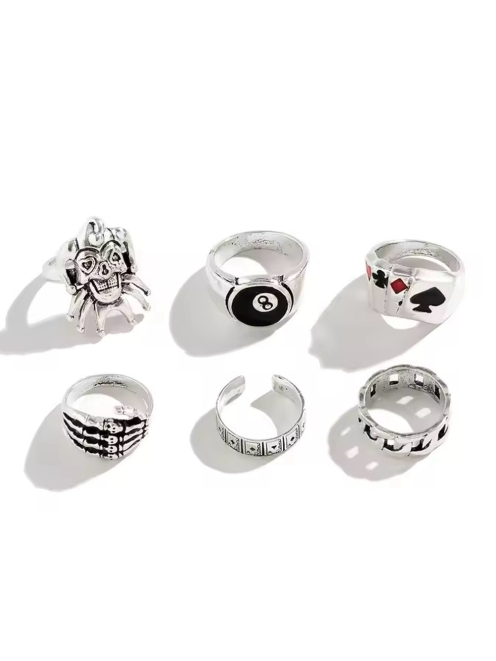 Poker Clown Mixed Stackable Rings Set - Picture 4 of 7